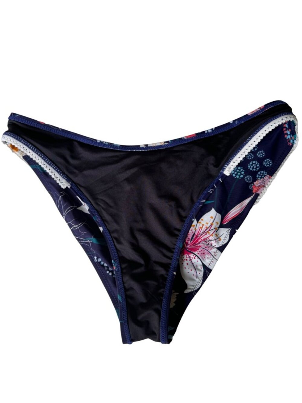Cupshe Womens Floral Bikini Bottom XL Swimwear Swim Beach Navy Blue Pink Floral - Picture 8 of 10